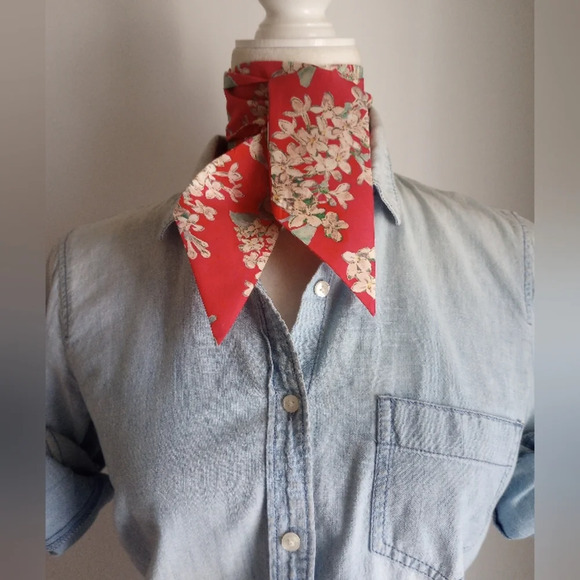 Liberty Art Fabric Skinny Scarf Archive Lilac Red Lilacs Bespoke Cottagecore - Picture 9 of 15